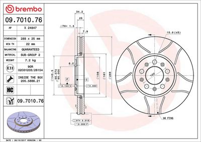 Тормозной диск BREMBO 09.7010.76