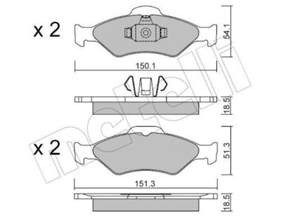 Bremžu uzliku kompl., Disku bremzes METELLI 22-0315-0