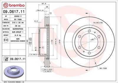 Тормозной диск BREMBO 09.D617.11