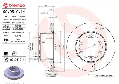 Тормозной диск BREMBO 09.9510.11