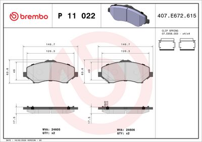 Bremžu uzliku kompl., Disku bremzes BREMBO P 11 022