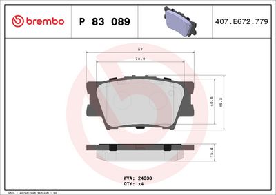 Bremžu uzliku kompl., Disku bremzes BREMBO P 83 089