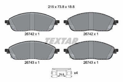 Комплект тормозных колодок, дисковый тормоз TEXTAR 2674201