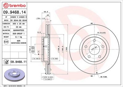Тормозной диск BREMBO 09.9468.11