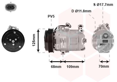 Компрессор, кондиционер VAN WEZEL 3700K475