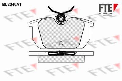 Bremžu uzliku kompl., Disku bremzes FTE 9010705