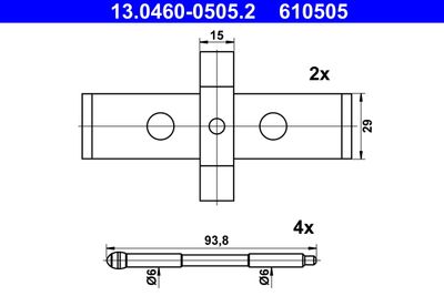 Комплектующие, колодки дискового тормоза ATE 13.0460-0505.2