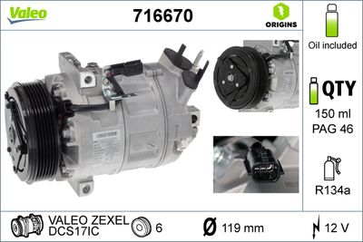 Компрессор, кондиционер VALEO 716670