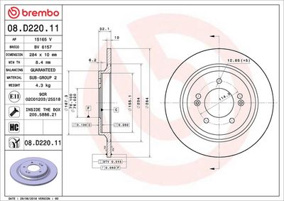 Тормозной диск BREMBO 08.D220.11