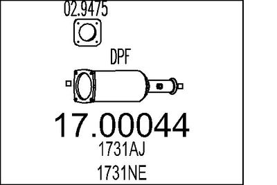 Nosēdumu-/Daļiņu filtrs, Izplūdes gāzu sistēma MTS 17.00044