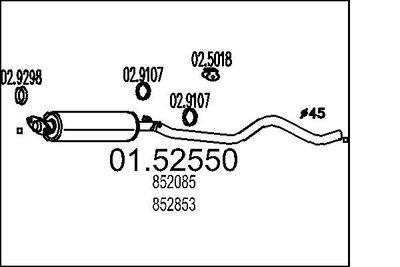 Средний глушитель выхлопных газов MTS 01.52550
