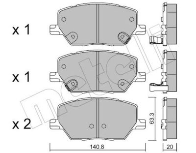 Комплект тормозных колодок, дисковый тормоз METELLI 22-1001-0