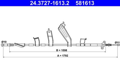 Тросик, cтояночный тормоз ATE 24.3727-1613.2