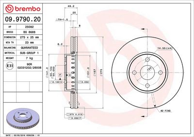 Тормозной диск BREMBO 09.9790.20