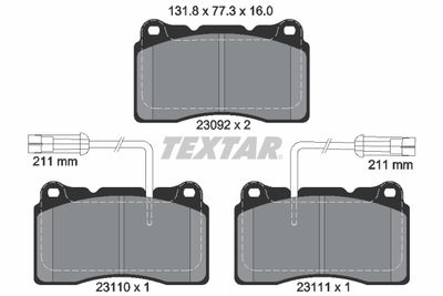 Bremžu uzliku kompl., Disku bremzes TEXTAR 2309201