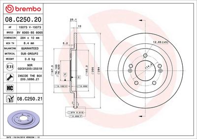 Bremžu diski BREMBO 08.C250.21