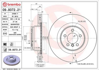 Bremžu diski BREMBO 09.9372.21