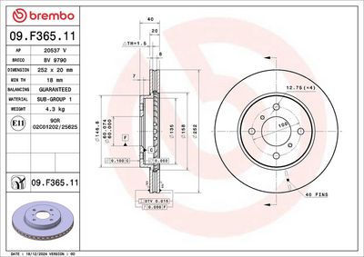  BREMBO 09.F365.11