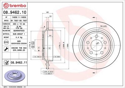 Bremžu diski BREMBO 08.9462.11
