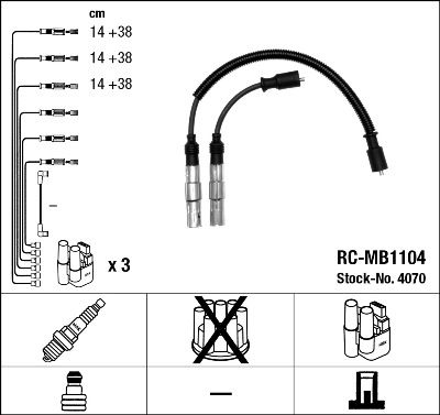 Augstsprieguma vadu komplekts NGK 4070