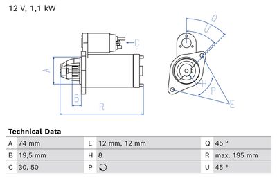 Starteris BOSCH 0 986 012 831