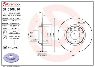 Тормозной диск BREMBO 08.C308.11