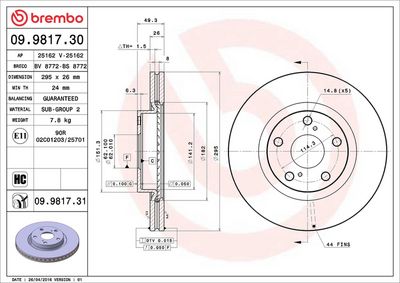 Bremžu diski BREMBO 09.9817.30