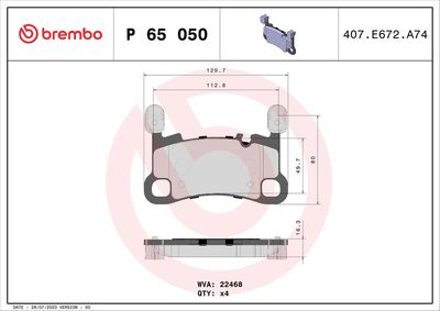 Bremžu uzliku kompl., Disku bremzes BREMBO P 65 050