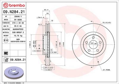 Bremžu diski BREMBO 09.N284.21