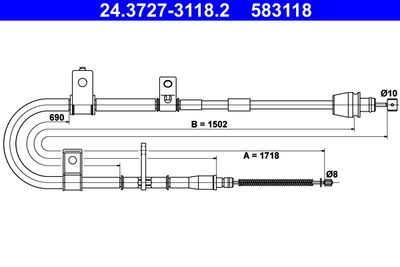 Тросик, cтояночный тормоз ATE 24.3727-3118.2