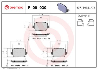 Bremžu uzliku kompl., Disku bremzes BREMBO P 09 030