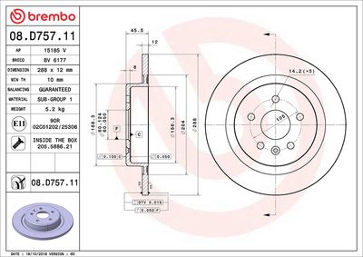 Тормозной диск BREMBO 08.D757.11