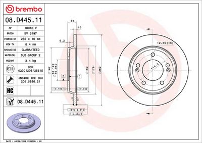 Тормозной диск BREMBO 08.D445.11