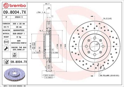 BREMBO 0980047X Bremžu diski