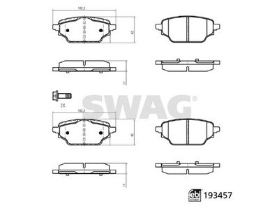 Bremžu uzliku kompl., Disku bremzes SWAG 33 11 1250