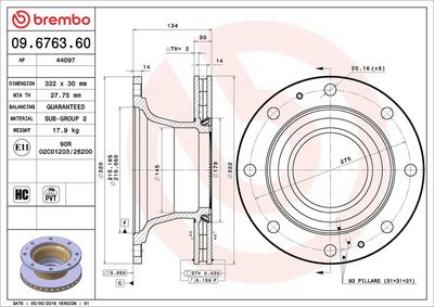 Bremžu diski BREMBO 09.6763.60