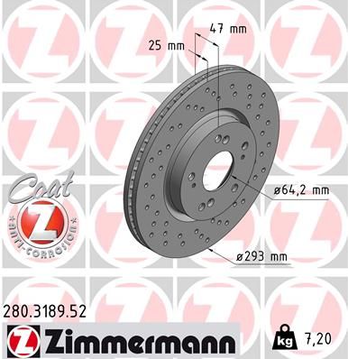 Тормозной диск ZIMMERMANN 280.3189.52