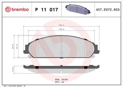 Bremžu uzliku kompl., Disku bremzes BREMBO P 11 017