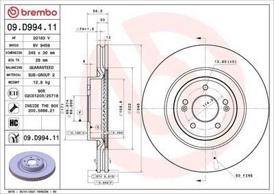 Тормозной диск BREMBO 09.D994.11