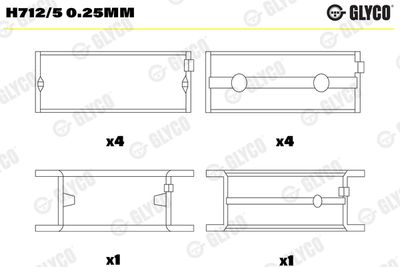 Подшипник коленвала GLYCO H712/5 0.25mm