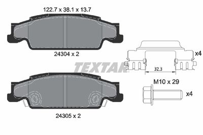 Bremžu uzliku kompl., Disku bremzes TEXTAR 2430402
