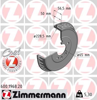 Bremžu trumulis ZIMMERMANN 600.1968.20