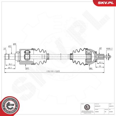 półoś napędowa przednia lewa,FORD Galaxy II Mondeo IV S-Max,1505030 ESEN SKV 40SKV212