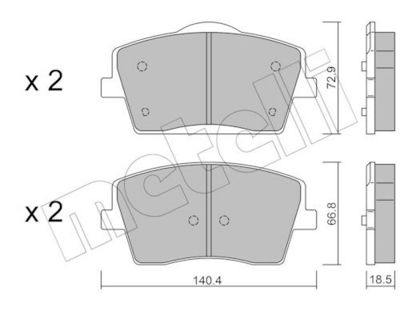 Комплект тормозных колодок, дисковый тормоз METELLI 22-1186-0