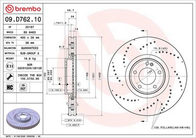 Тормозной диск BREMBO 09.D762.10