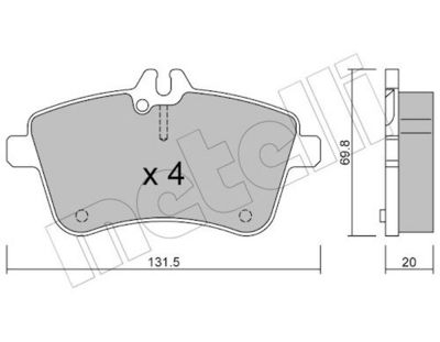 Bremžu uzliku kompl., Disku bremzes METELLI 22-0647-0