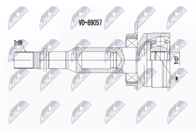 Шарнирный комплект, приводной вал NTY NPW-VV-100
