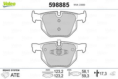 Комплект тормозных колодок, дисковый тормоз VALEO 598885