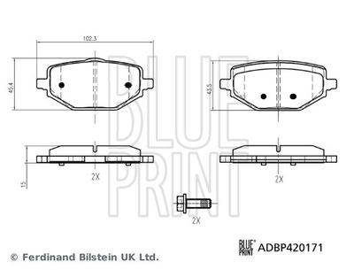 Bremžu uzliku kompl., Disku bremzes BLUE PRINT ADBP420171