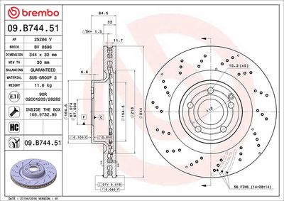 Тормозной диск BREMBO 09.B744.51